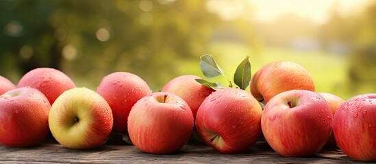 Poster - Freshly picked apples on a farm with plenty of copy space in the image