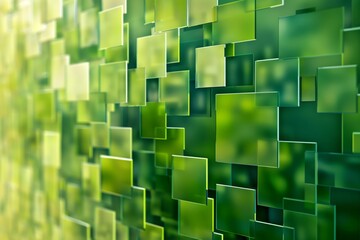 Wall Mural - vibrant green abstract geometric background with overlapping squares and modern patterns for digital