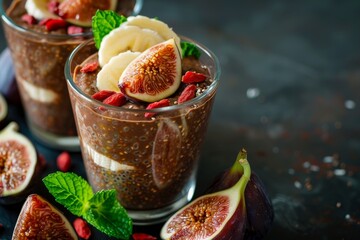 Poster - Chia seed pudding with chocolate and fruit toppings