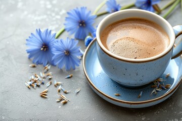 Wall Mural - Chicory cup on cement healthy coffee alternative