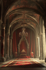 Sticker - Opulent red throne room with dramatic lighting