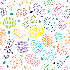 Poster - Cute simple dotted shapes vector seamless pattern