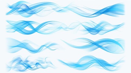 Wall Mural - White air flow effect on transparent background. A realistic modern illustration set of a fresh cold wind blowing wave and swirl. A clean cool breeze stream. Suction trail from a vacuum cleaner or
