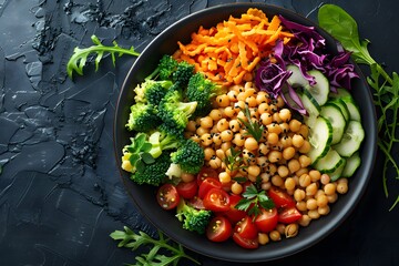 Wall Mural - A bowl of vegetables and chickpeas on a table