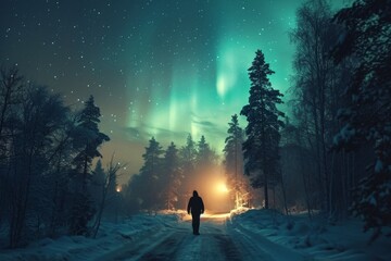 A mesmerizing Northern Lights display in Finland, Ai generated