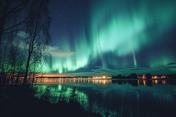 A mesmerizing Northern Lights display in Finland, Ai generated