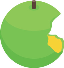 Canvas Print - Isolated vector illustration of a bright green apple with a single bite taken out