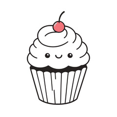 Canvas Print - Cute vector illustration of a Cupcake for kids books