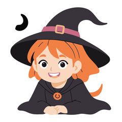 Sticker - Cute vector illustration of a Witch for youngsters' picture books