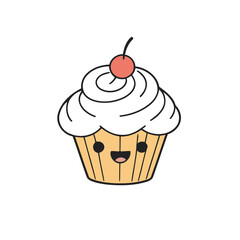 Canvas Print - Cute vector illustration of a Cupcake for early readers' delight