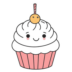 Poster - Vector illustration of an adorable Cupcake for young readers' books