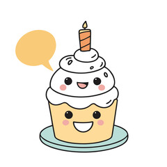 Poster - Cute vector illustration of a Cake for children story book