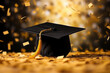 © Iuliia - Graduation cap with confetti background - graduation day celebration concept for happy graduates