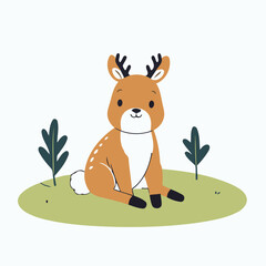 Wall Mural - Cute vector illustration of a Deer for children story book