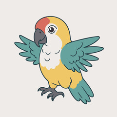 Canvas Print - Cute vector illustration of a Parrot for youngsters' imaginative stories