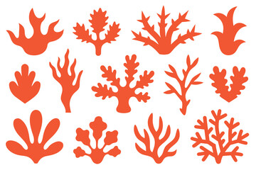 Set of coral Silhouette Design with white Background and Vector Illustration