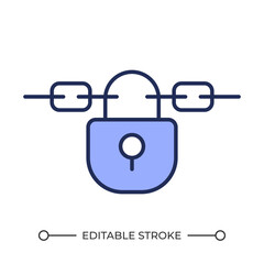 Chain with lock RGB color icon. Asset protection. Property security. Secure lock. Personal security. Protection. Isolated vector illustration. Simple filled line drawing. Editable stroke