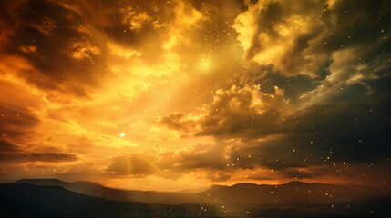 Wall Mural - beautiful gold sky landscape background