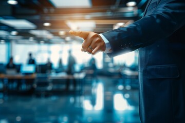 Wall Mural - motivated male businessman pointing finger directly at viewer, inspiring concept