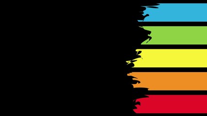 Wall Mural - brush stroke of colorful stripes on a black background drawn with marker.