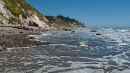 Arroyo Burro Beach, Santa Barbara, features rocks in the sand