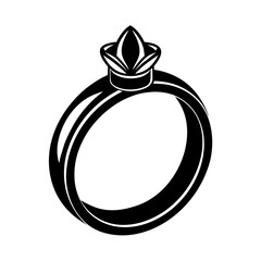 Wedding ring Single icon silhouette Vector illustration 