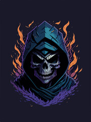 This t-shirt design features a skull assassin, surrounded by dark magic and the aura of death.