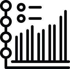 Poster - Black line icon of a bar graph with rising values, suitable for business and finance concepts