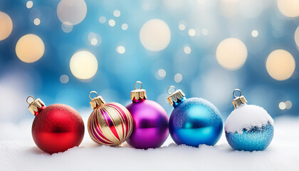 Wall Mural - Beautiful christmas decoration with snow and copy space