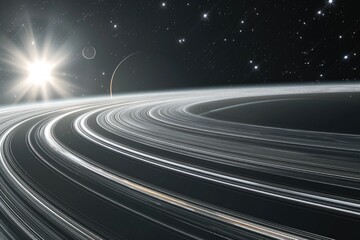 Wall Mural - a planet with a star in the background, ideal for science fiction designs