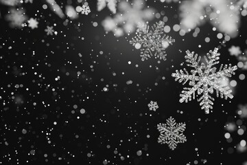 Sticker - Snow flakes falling on a dark background, suitable for winter-themed designs