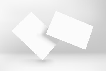 Sticker - Two blank white business cards in perspective. 3d vector mockup for branding