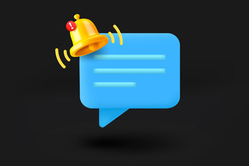 Aufkleber - Chatting cloud with bell icon. 3d vector illustration