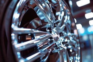 Wall Mural - close up of a wheel on a car, perfect for automotive industry