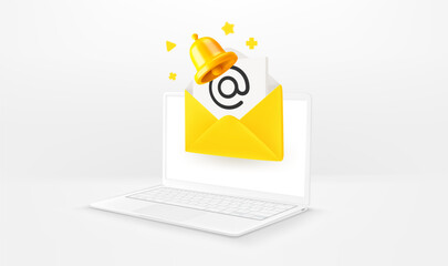 Poster - Receiving the new mail via internet concept. 3d vector illustration