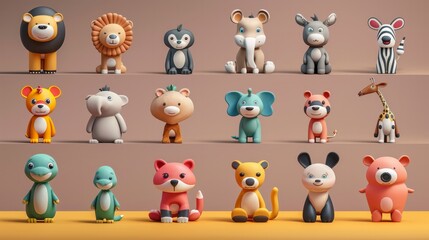 A cute collection of cartoon animal heads including aanimal with a banner in a fun and colorful design