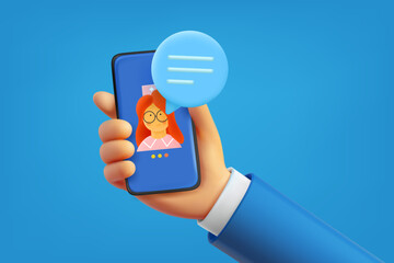Fototapete - Internet consultation with the doctor via mobile application. 3d vector illustration