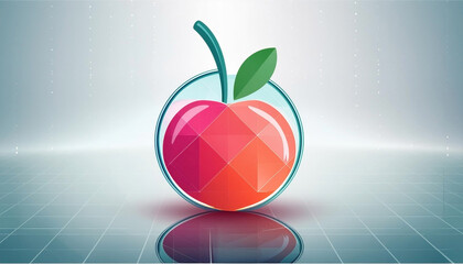 Elegant glass apple logo illustration