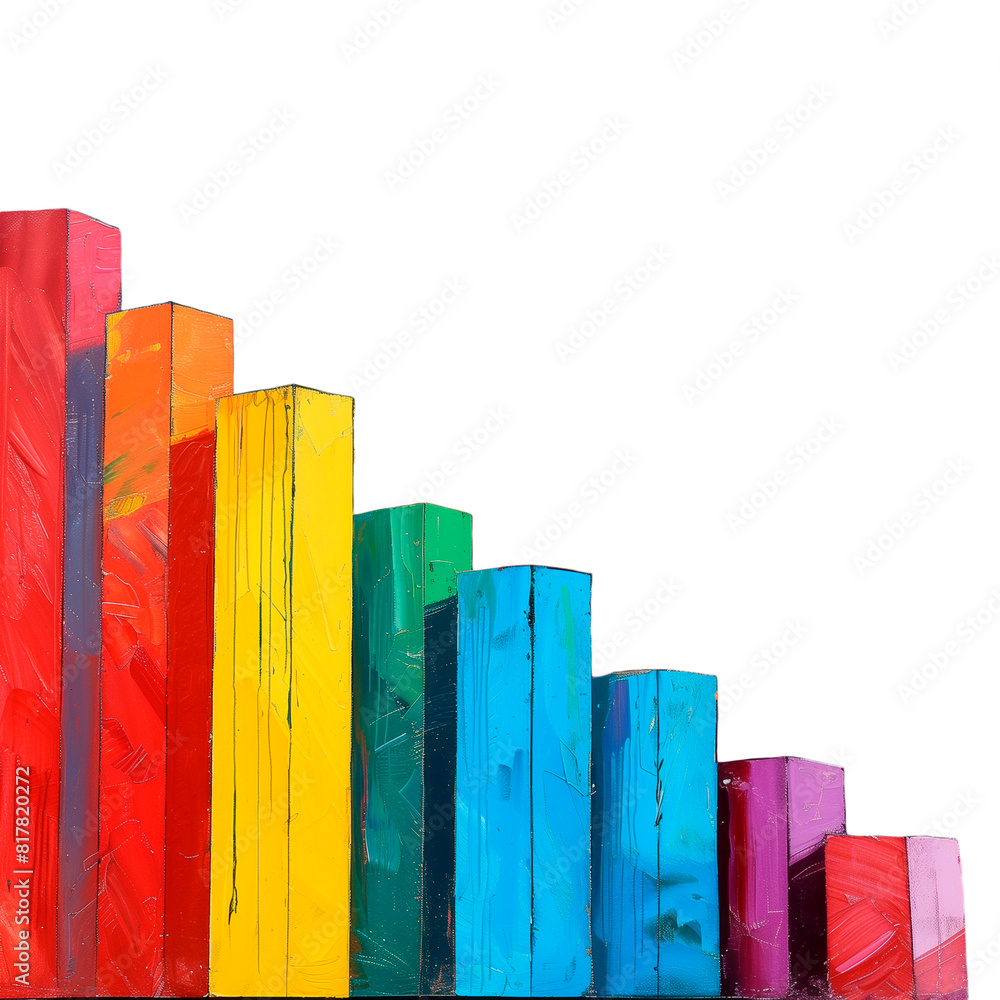 Multi Colored Bars Code graph for business, isolated image of multi-colored bars, diagram, no ...