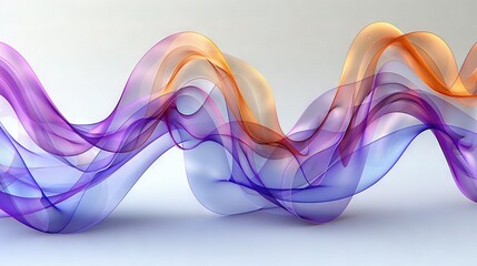   Purple and orange wave of smoke on white background with a light blue backdrop