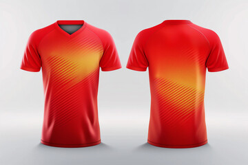 red jersey template for team club, jersey sport, front and back, Tshirt mockup sports jersey template design for football soccer, racing, gaming, sports jersey