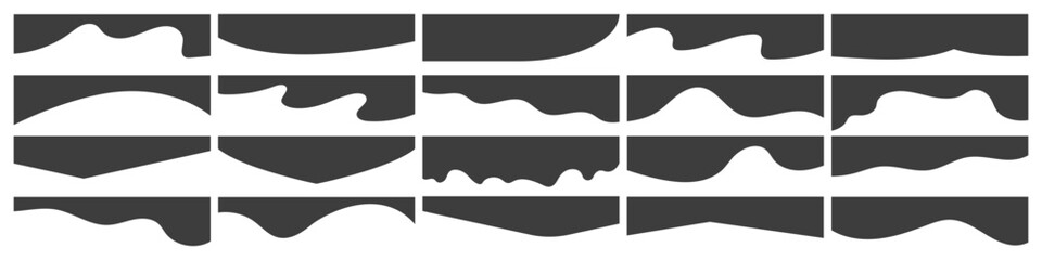 set of top borders, different headers for website page, banners, cards, templates