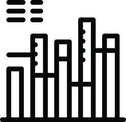 Wall Mural - Minimalist black icon representing a city skyline with various buildings and skyscrapers