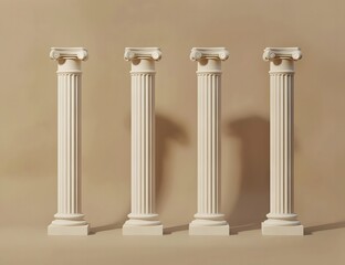 Poster - White Pillars: Industrial Design on Beige Background