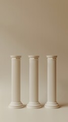 Poster - White Pillars: Industrial Design on Beige Background