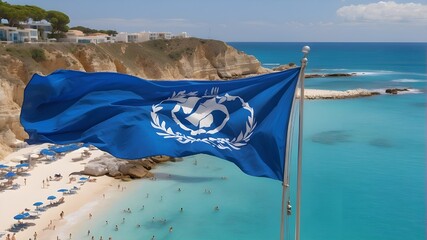 Wall Mural - The Blue Flag is an international award for beaches and marinas.