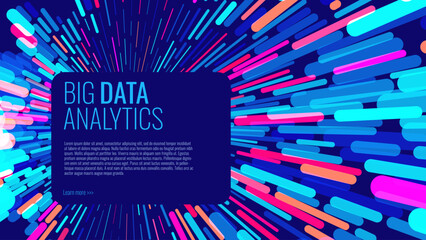 Aufkleber - Big Data Technology Lines. Digital Data Flow Vector Background. 5G Wireless Data Transmission. High Speed of Light Trails. Information Flow in Virtual Reality Cyberspace. Vector Illustration.