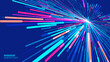 © ec0de - Abstract Colorful Data Flowing Lines. Speed Lines Lights Graphics. Futuristic Linear Backdrop Design. Technology, Big Data, Science Theme Template.