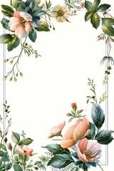 Wall Mural - leaves frame, background without border in pastel colors, no flowers, official old style