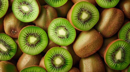Wall Mural - kiwis close-up wallpaper texture pattern or background 3